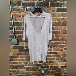 Black Bead Light Purple Hooded Swim Cover-Up